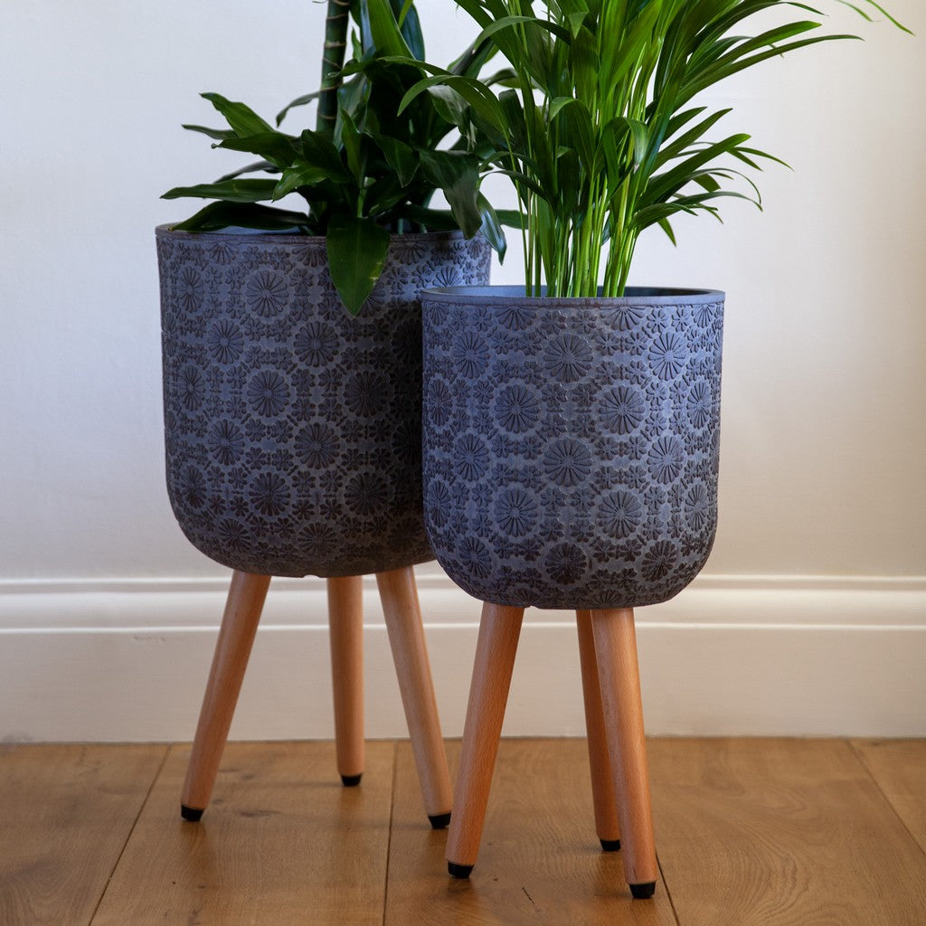 planter pot on legs Patterned Flower Indoor Planter on Legs