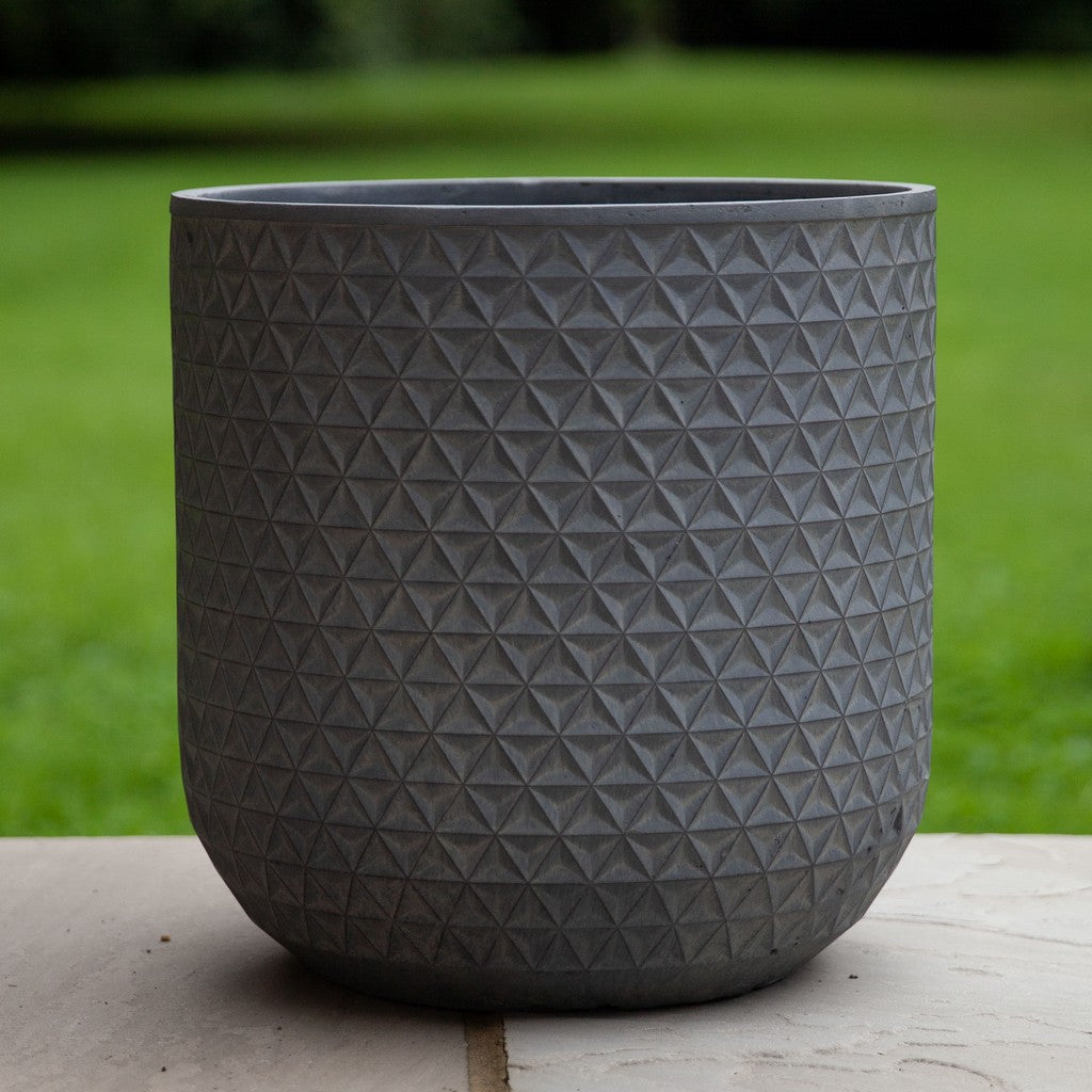 Patterned Geometric Planter - Dark Grey