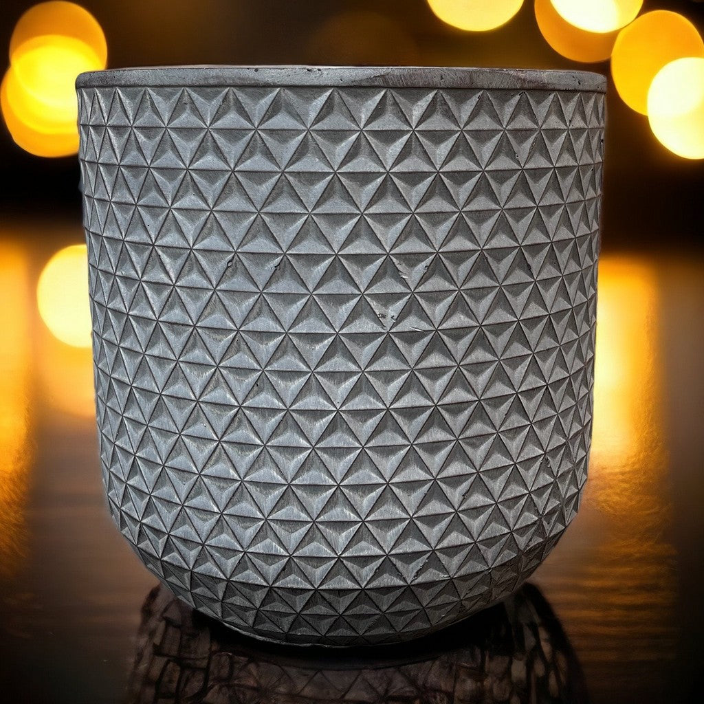 Patterned Geometric Planter - Dark Grey