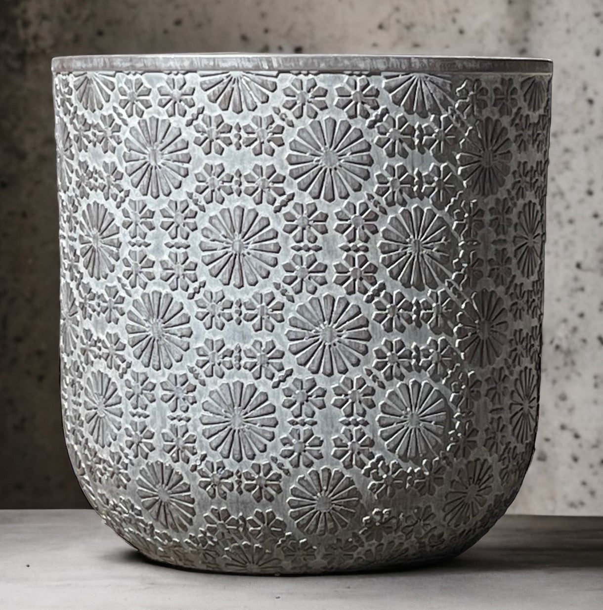 Patterned Flower Planter - Dark Grey