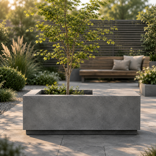 Rustic Planter Bench - Dark Grey